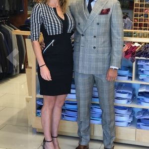 Houndstooth Business Professional Dress w/ Zippers